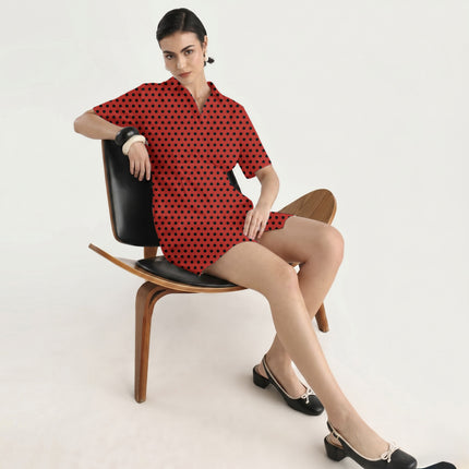 Lava Falls Red Black Polka Dot Print Fabric in 2026-27 trending womenswear, design 20456, Clothwala