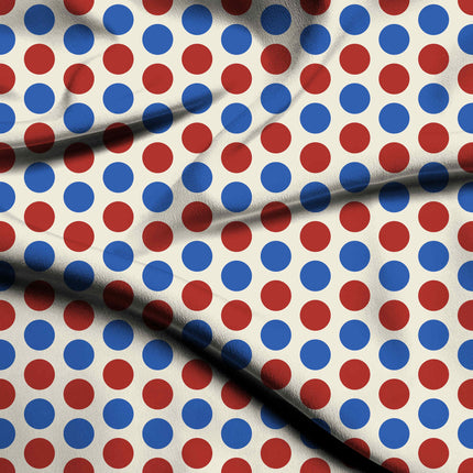 Lava Red & Luminous Blue Polka Dot Print Fabric — flat fabric view, design 20476, Clothwala