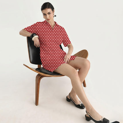 Lava Red Polka Dot Print Fabric in 2026-27 trending womenswear, design 20410, Clothwala