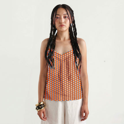 Luminous Blue & Orange Dot Stripe Print Fabric for women's dresses, design 20502, Clothwala