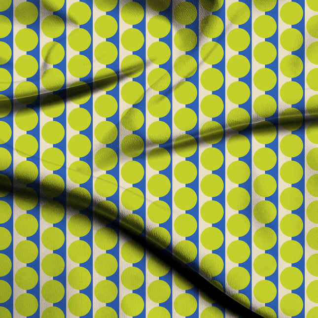 Luminous Blue & Lime Glow Dot Stripe Print Fabric — flat fabric view, design 20513, Clothwala