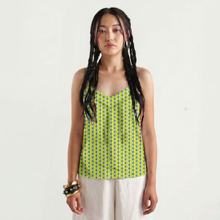 Luminous Blue & Lime Glow Dot Stripe Print Fabric for women's dresses, design 20513, Clothwala