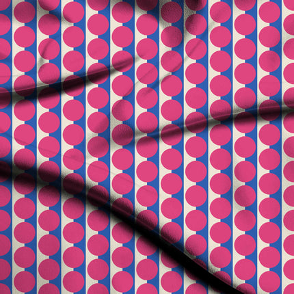 Luminous Blue & Pink Dot Stripe Print Fabric — flat fabric view, design 20507, Clothwala