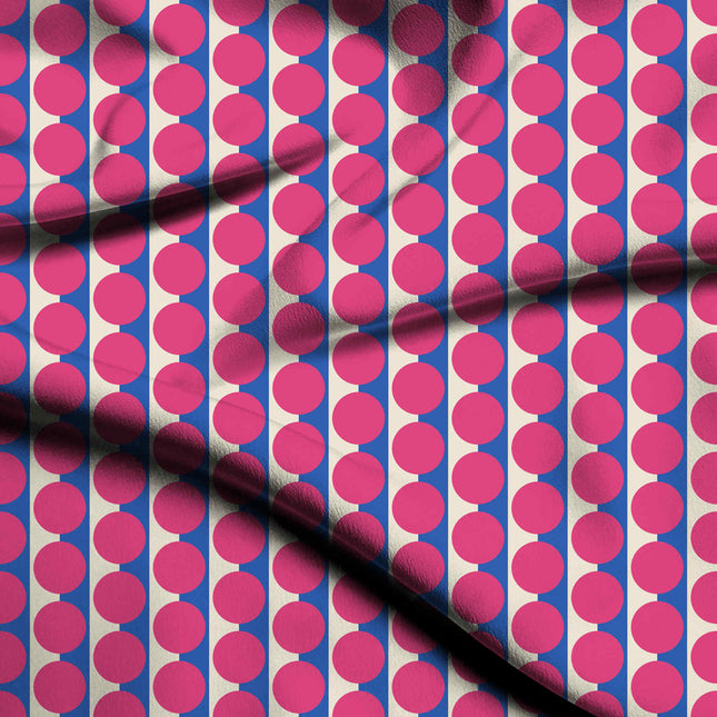Luminous Blue & Pink Dot Stripe Print Fabric — flat fabric view, design 20507, Clothwala