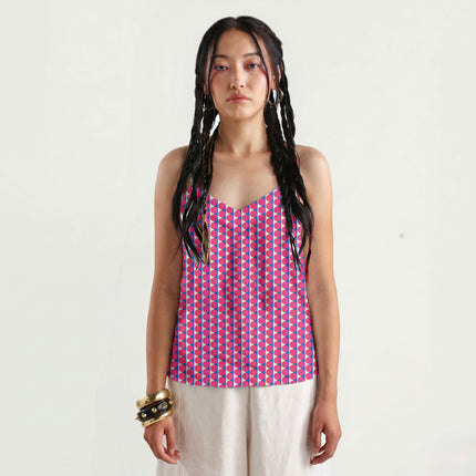Luminous Blue & Pink Dot Stripe Print Fabric for women's dresses, design 20507, Clothwala