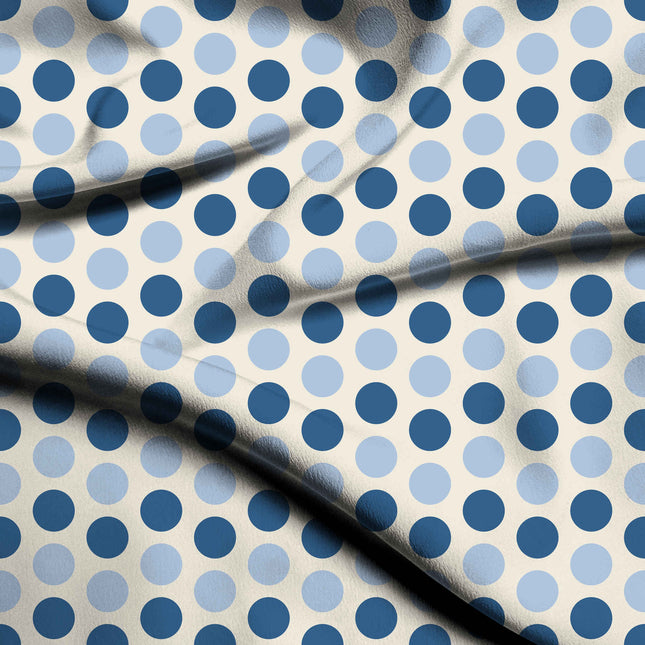 Marina Blue & Blue Aura Polka Dot Print Fabric — flat fabric view, design 20482, Clothwala