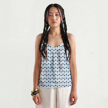 Marina Blue & Blue Aura Polka Dot Print Fabric for women's dresses, design 20482, Clothwala