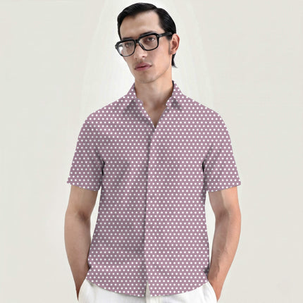 Mauve Haze Polka Dot Print Fabric for men's shirting, design 20427, Clothwala