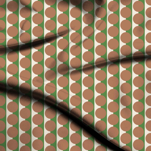 Meadowland Green & Terracotta Clay Dot Stripe Print Fabric