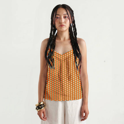 Meadowland Green & Orange Dot Stripe Print Fabric for women's dresses, design 20520, Clothwala