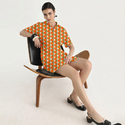 Meadowland Green & Orange Dot Stripe Print Fabric in 2026-27 trending womenswear, design 20520, Clothwala