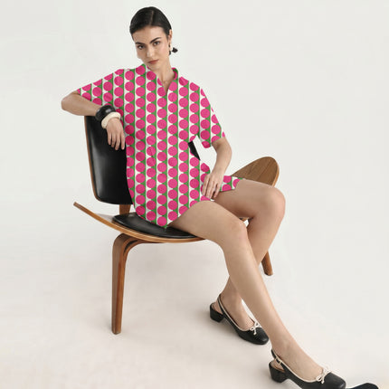 Meadowland Green & Pink Dot Stripe Print Fabric in 2026-27 trending womenswear, design 20514, Clothwala