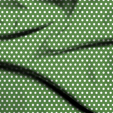 Meadowland Green Polka Dot Print Fabric — flat fabric view, design 20436, Clothwala