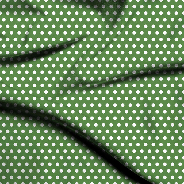 Meadowland Green Polka Dot Print Fabric — flat fabric view, design 20436, Clothwala