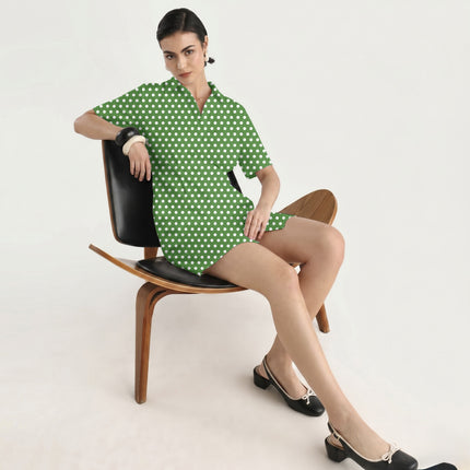 Meadowland Green Polka Dot Print Fabric in 2026-27 trending womenswear, design 20436, Clothwala