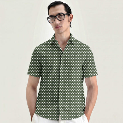 Moss Shadow Polka Dot Print Fabric for men's shirting, design 20442, Clothwala
