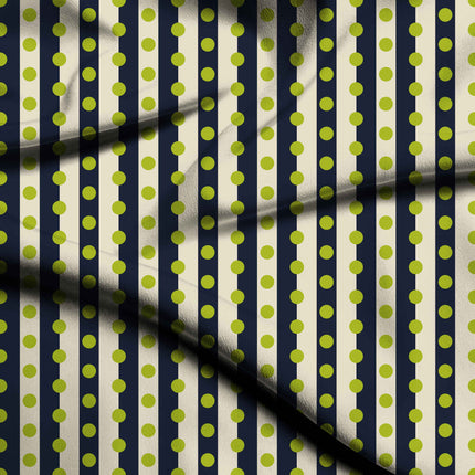 Navy & Lime Glow Dot Stripe Print Fabric — flat fabric view, design 20534, Clothwala