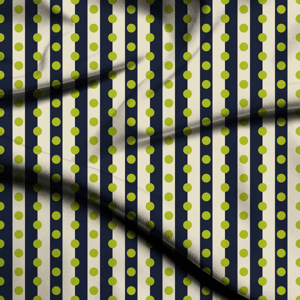 Navy & Lime Glow Dot Stripe Print Fabric