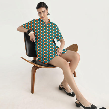 Orange & Teal Dot Stripe Print Fabric in 2026-27 trending womenswear, design 20508, Clothwala