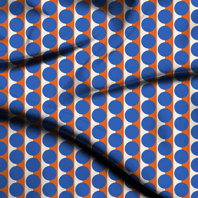 Orange & Blue Dot Stripe Print Fabric — flat fabric view, design 20516, Clothwala