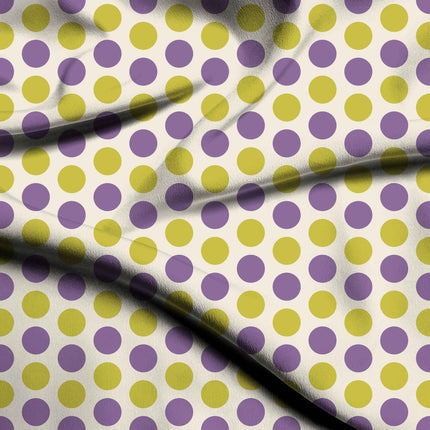 Amethyst Orchid & Acacia Yellow Polka Dot Print Fabric — flat fabric view, design 20493, Clothwala
