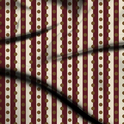 Oxblood & Bronze Dot Stripe Print Fabric — flat fabric view, design 20541, Clothwala