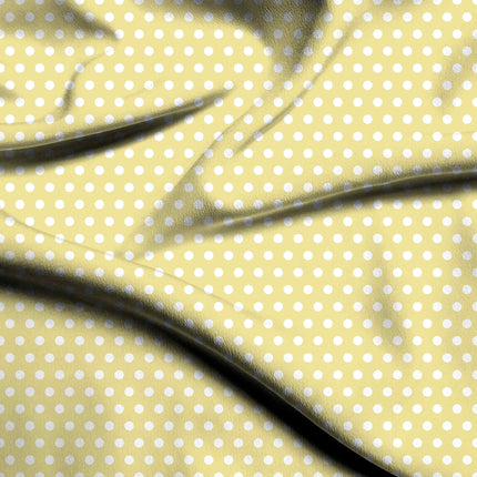 Pale Banana Polka Dot Print Fabric — flat fabric view, design 20440, Clothwala