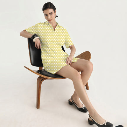Pale Banana Polka Dot Print Fabric in 2026-27 trending womenswear, design 20440, Clothwala