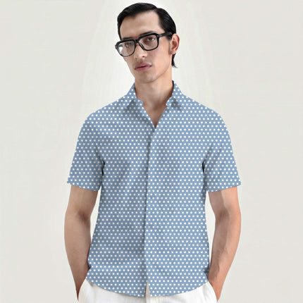 Pale Sky Polka Dot Print Fabric for men's shirting, design 20405, Clothwala