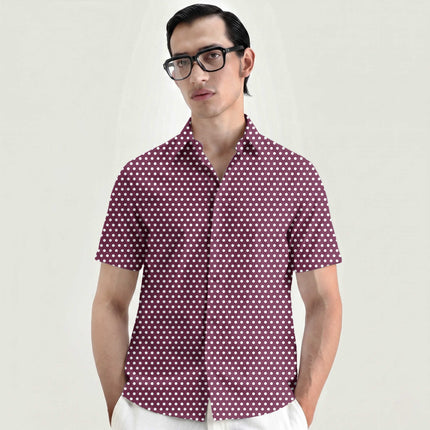Plum Depth Polka Dot Print Fabric for men's shirting, design 20426, Clothwala