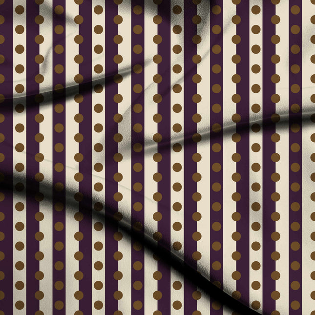Plum & Bronze Dot Stripe Print Fabric — flat fabric view, design 20540, Clothwala