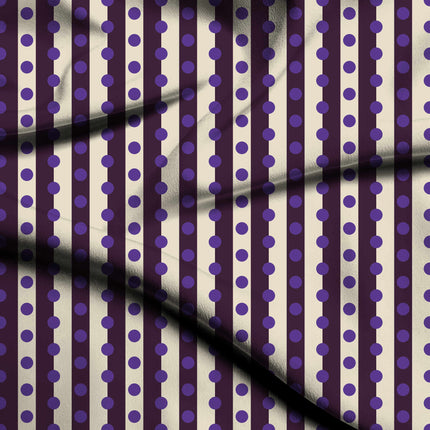Plum & Purple Dot Stripe Print Fabric — flat fabric view, design 20530, Clothwala