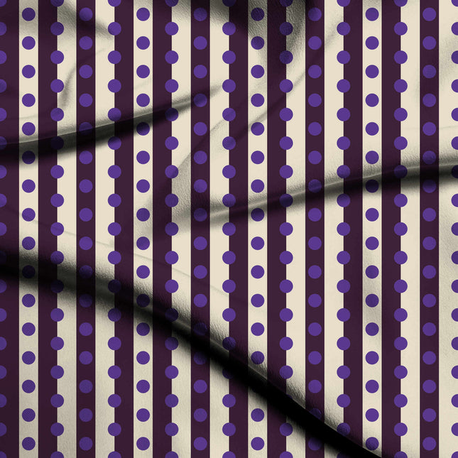 Plum & Purple Dot Stripe Print Fabric — flat fabric view, design 20530, Clothwala