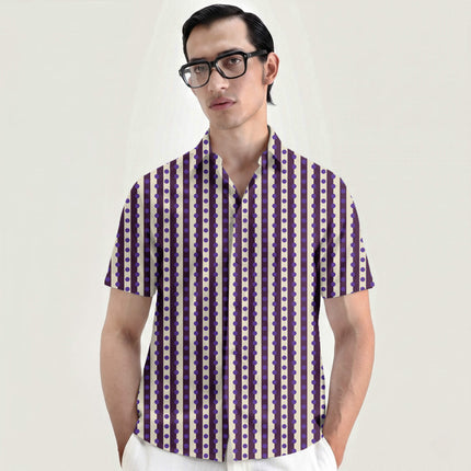 Plum & Purple Dot Stripe Print Fabric for men's shirting, design 20530, Clothwala