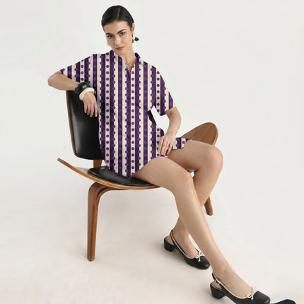 Plum & Purple Dot Stripe Print Fabric in 2026-27 trending womenswear, design 20530, Clothwala
