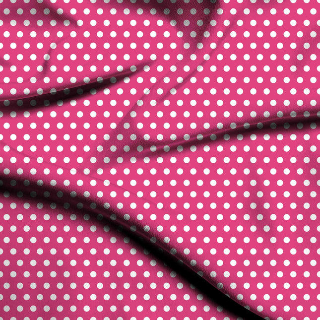 Pop Pink Polka Dot Print Fabric — flat fabric view, design 20420, Clothwala
