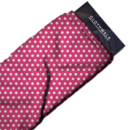 Pop Pink Polka Dot Print Fabric — 2026 polka dot trend fabric, design 20420, Clothwala