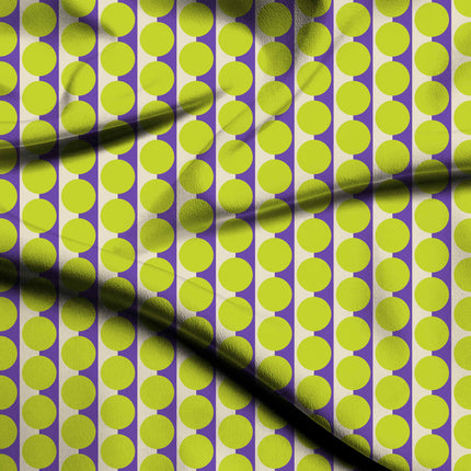 Purple Sand & Lime Glow Dot Stripe Print Fabric — flat fabric view, design 20523, Clothwala