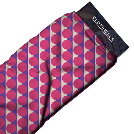 Purple & Pink Dot Stripe Print Fabric — 2026 polka dot trend fabric, design 20515, Clothwala