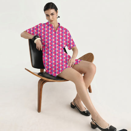 Purple & Pink Dot Stripe Print Fabric in 2026-27 trending womenswear, design 20515, Clothwala
