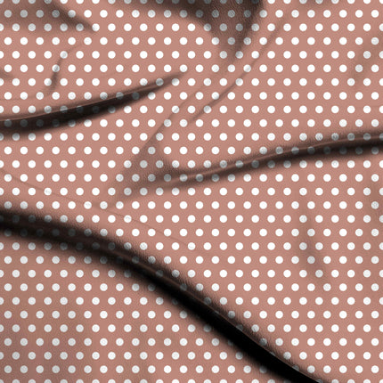 Rose Clay Polka Dot Print Fabric — flat fabric view, design 20428, Clothwala