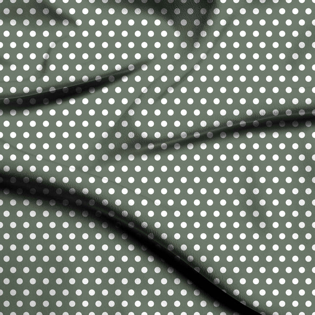 Shale Green Polka Dot Print Fabric — flat fabric view, design 20443, Clothwala