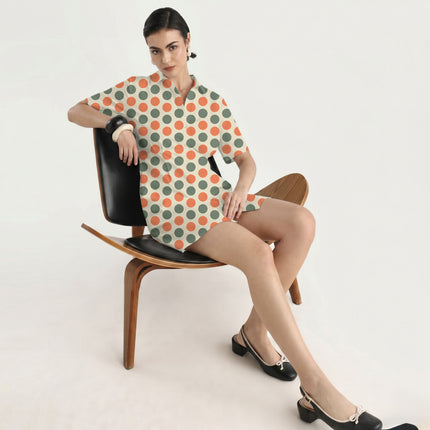 Shale Green & Soft Muskmelon Polka Dot Print Fabric in 2026-27 trending womenswear, design 20489, Clothwala