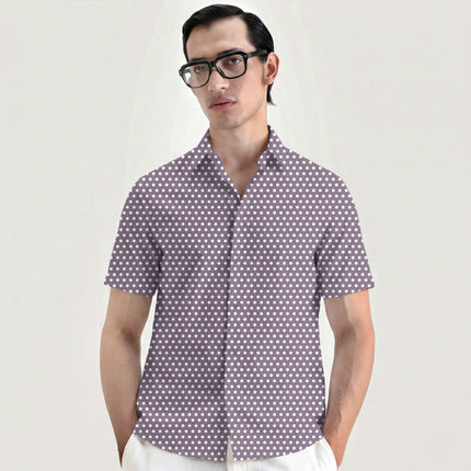 Smoke Mauve Polka Dot Print Fabric for men's shirting, design 20434, Clothwala