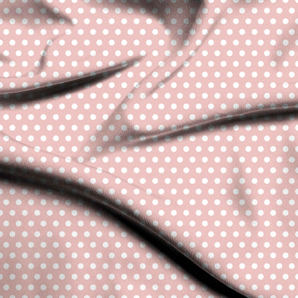 Soft Blush Polka Dot Print Fabric — flat fabric view, design 20424, Clothwala