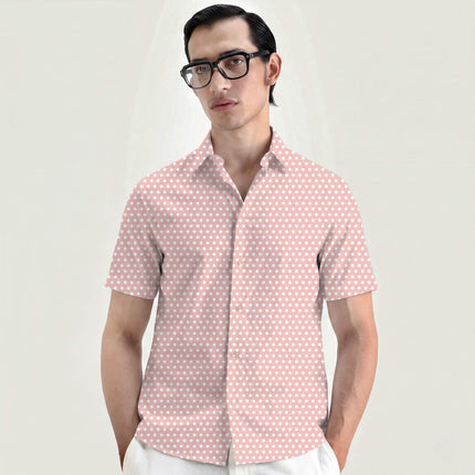 Soft Blush Polka Dot Print Fabric for men's shirting, design 20424, Clothwala