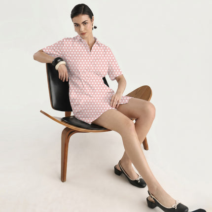 Soft Blush Polka Dot Print Fabric in 2026-27 trending womenswear, design 20424, Clothwala