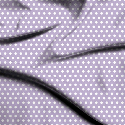 Soft Lavender Polka Dot Print Fabric — flat fabric view, design 20432, Clothwala