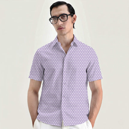 Soft Lavender Polka Dot Print Fabric for men's shirting, design 20432, Clothwala