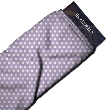 Soft Lavender Polka Dot Print Fabric — 2026 polka dot trend fabric, design 20432, Clothwala